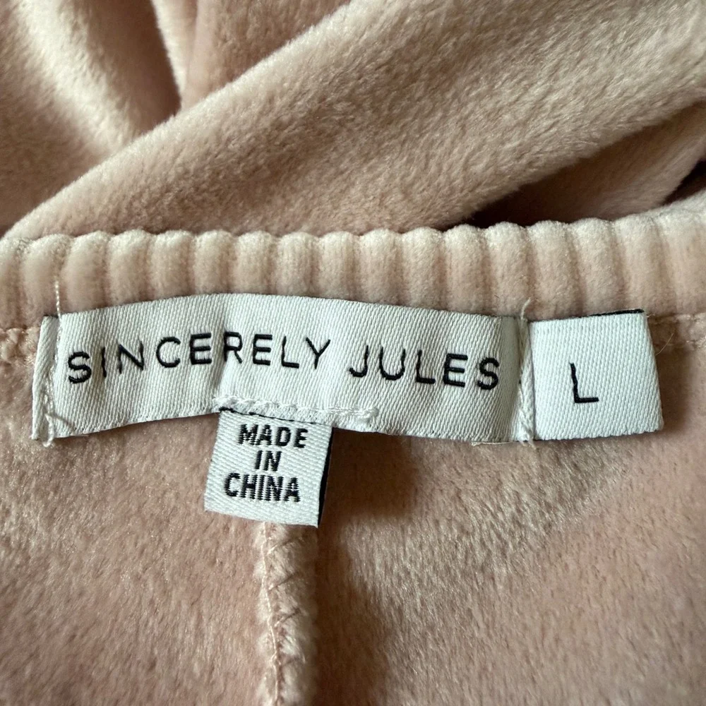 Sincerely Jules Jumpsuit Large Pink Velour Sleeveless Pocket Jogger JA0074819 - Picture 3 of 6